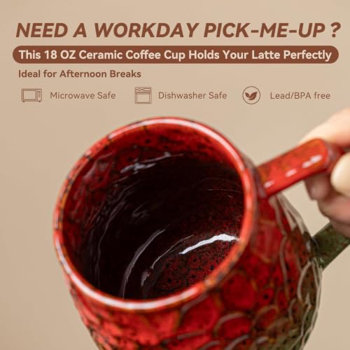 Festive Holly Berry 18oz Reactive Glaze Ceramic Coffee Mug - Red & Green