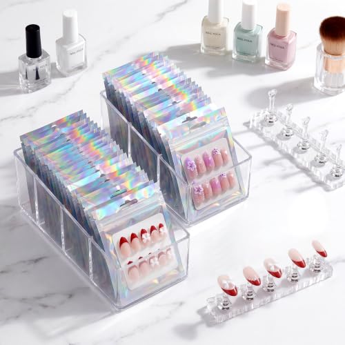 50-Piece Press On Nail Art Set with Magnetic Stands & Packaging