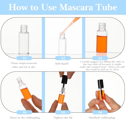 Nogeqi 20PCS Empty Mascara Tubes 3ml with Wands for Castor Oil