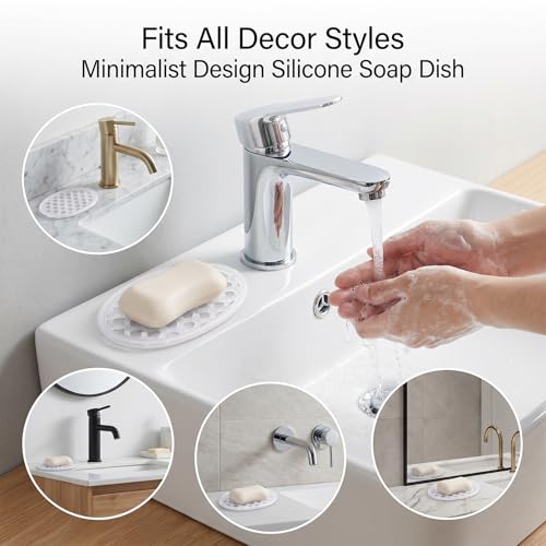 2-Pack Silicone Soap Dish with Drainage for Shower & Kitchen