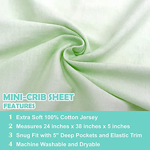 American Baby Company Fitted Mini Crib Sheets - 2 Pack, 100% Cotton, Soft & Breathable, Fits Pack N Play