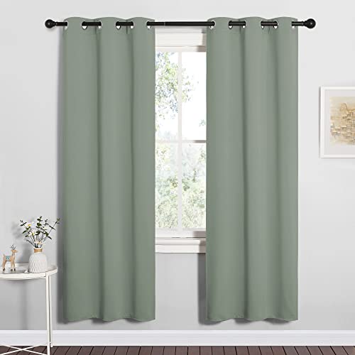 NICETOWN Blackout Curtains - 34"x72" Sage Green Grommet Drapes, 2 Panels