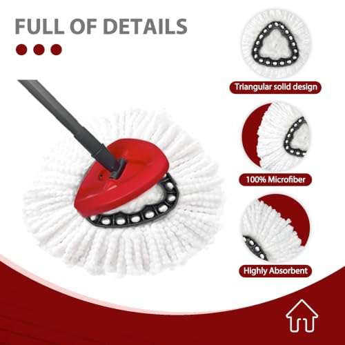 Spin Mop Replacement Heads - 4 Pack for EasyWring System