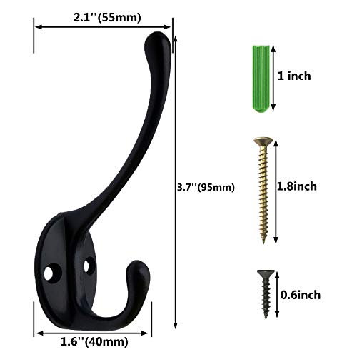 IBosins 17" Vintage Wall Mounted Coat Rack with 4 Hooks