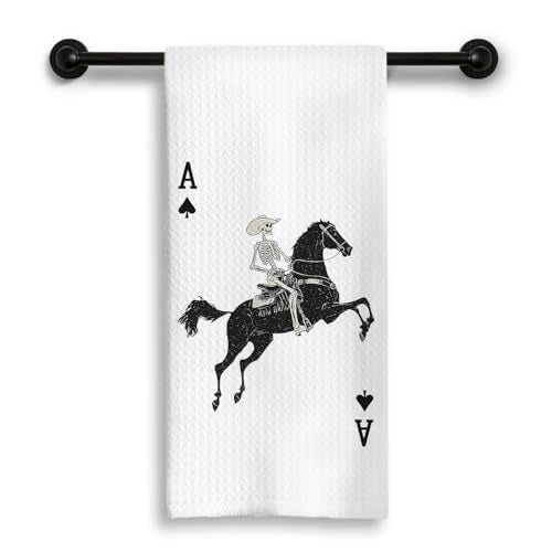 Gothic Skeleton Kitchen Towels - Funny Cowboy Skull Design, 16x24 Inch