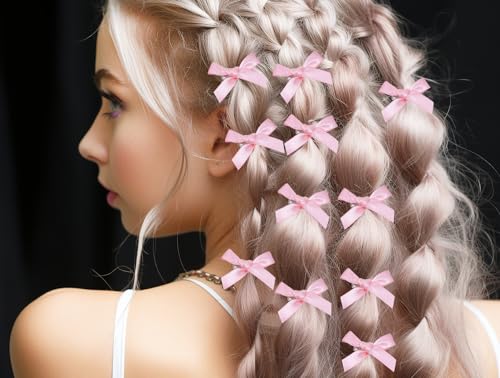 Mini Satin Hair Bow Clips 30Pcs Ribbon Bowknot Barrettes for Women Girls