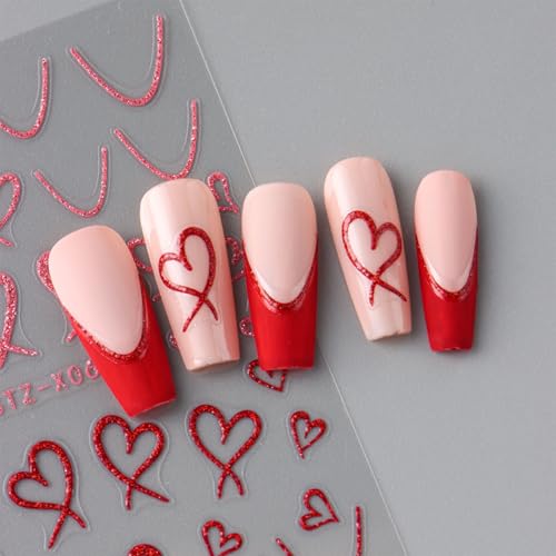 Valentine's Day Heart Nail Art Stickers 10 Sheets Self-Adhesive Decals