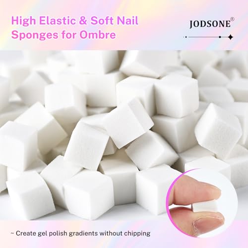 JODSONE 100PCS Soft Nail Sponges with Grabber Pen for Gradient Art