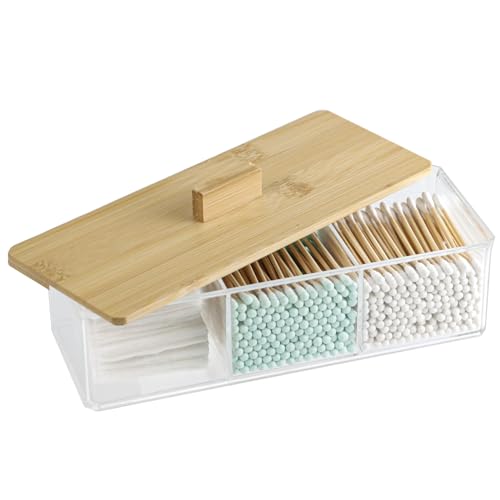 ZEXALOR Clear Acrylic Bathroom Organizer with 3 Compartments and Lid