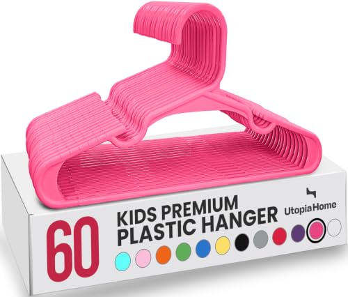 Utopia Home Kids Hangers - 60 Pack Pink, 11.5 Inch Nonslip Design