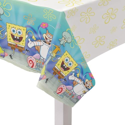 Spongebob Plastic Table Cover, 54" x 96" - Perfect for Kids' Parties