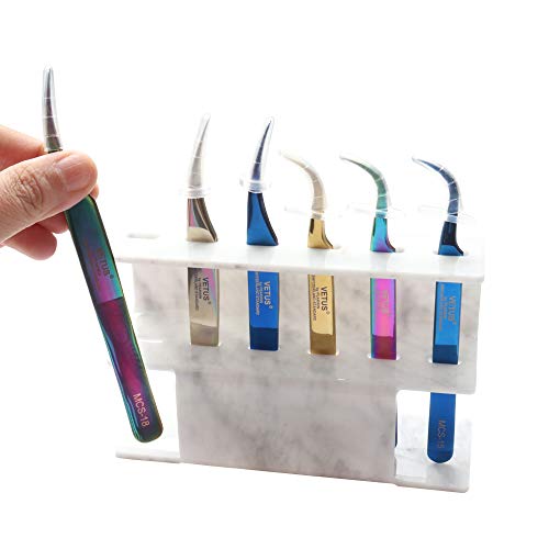 Marble Acrylic Tweezers Holder for Eyelash Extensions - 6 Holes