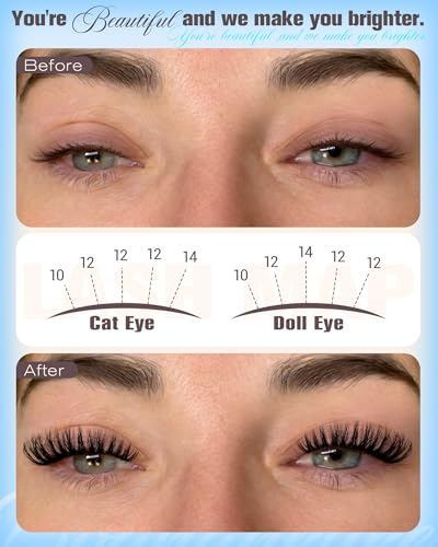 Boahankuke Lash Clusters Wispy 10-14mm Short Eyelash Extensions Invisible Band