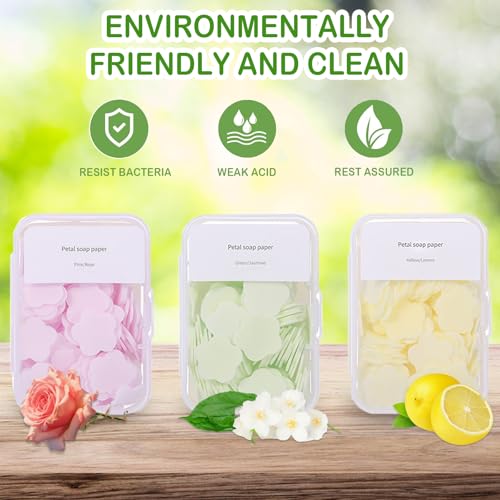 600PCS Portable Mini Soap Sheets ? Scented Disposable Hand Washing Paper, Travel-Friendly & Water-Soluble Soap for Camping, Hiking & Outdoor Use