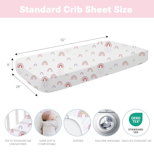 Little Grape Land 2PK Fitted Crib Sheets for Baby Girls - Rainbow Print