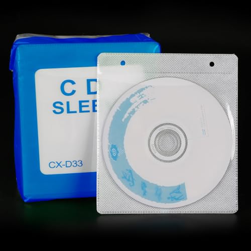 RICHEN Double-Sided CD & DVD Storage Sleeves - 100 Pack (White)