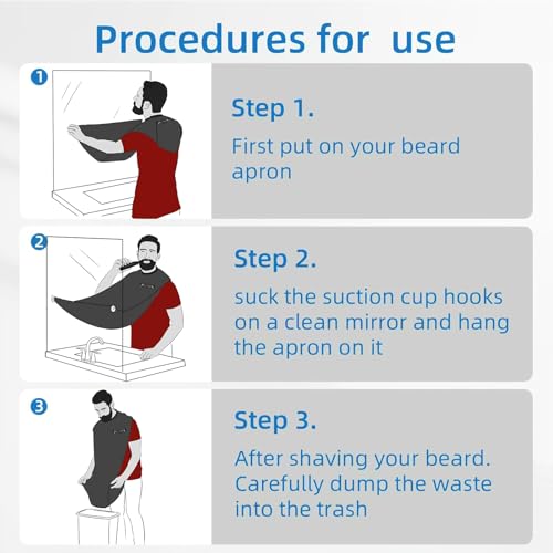 Beard Catcher Bib and Apron for Shaving with Suction Cups and Comb