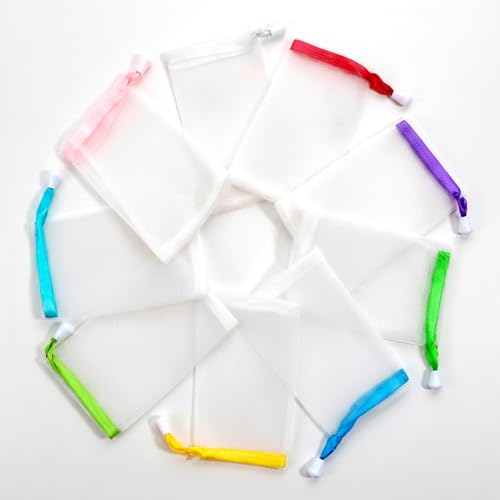 12-Pack Mesh Soap Saver Bags Exfoliating Bar Pouch with Drawstring