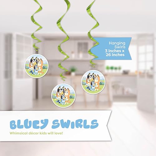 Bluey Birthday Party Decorations Set - 6ft Banner and Hanging Swirls