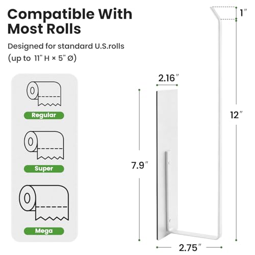 Magnetic Paper Towel Holder - White, Wall Mount Kitchen Organizer
