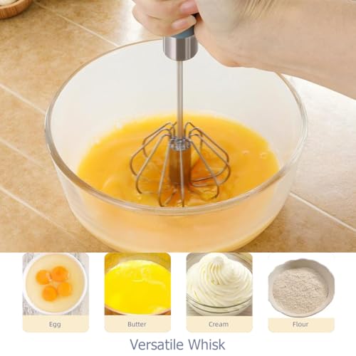 Stainless Steel Mini Hand Push Whisks - 2 Pack Egg Beater Set