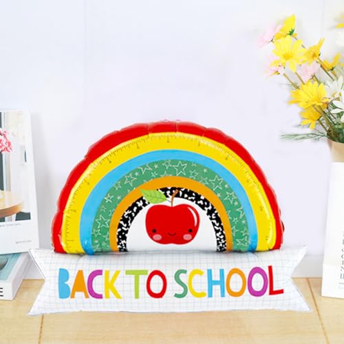 2 Pack Back to School Rainbow Apple Foil Balloons for Classroom Party