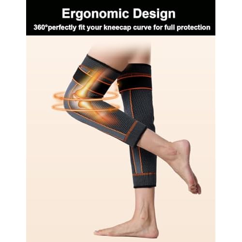 2 Pack Knee Wraps for Pain Relief Women Men, Knee Compression Sleeve for Men Women, Compression Knee Brace for Arthritis Pain and Support (Black, Large)