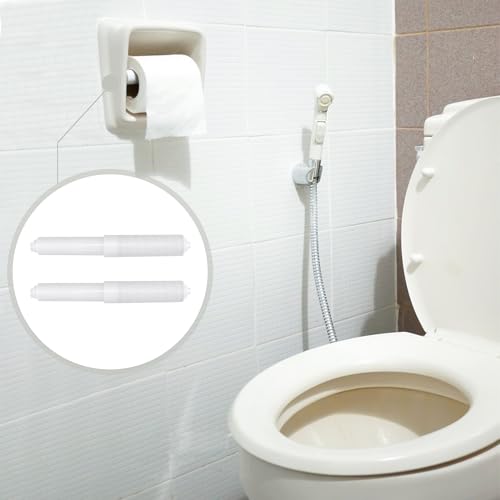 2 Pack White Toilet Paper Roll Holders, Adjustable Bathroom Replacement Rods