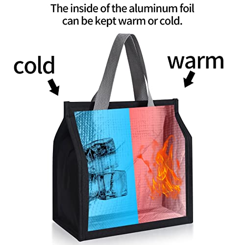 2pcs Black Insulated Lunch Bag Set - Reusable Tote Bags