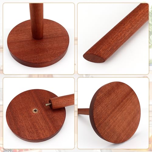 Wooden Paper Towel Holder Walnut - Countertop Stand for Standard Rolls