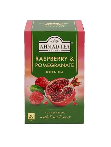 Ahmad Tea Raspberry & Pomegranate Green Tea - 20 Tagged Tea Bags
