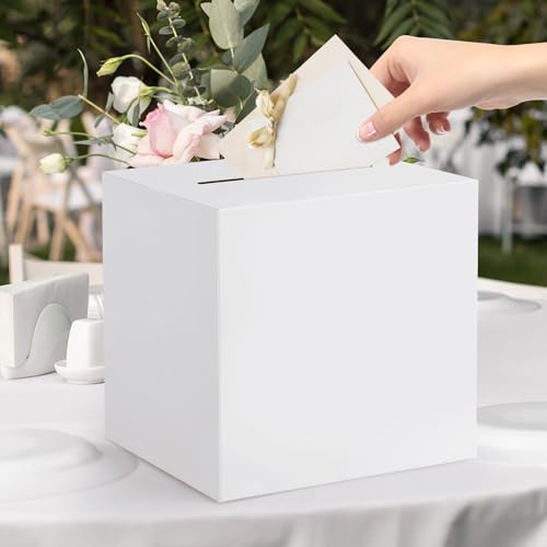 White Card Box with Slot - 11.8'' Gift Box for Weddings & Parties