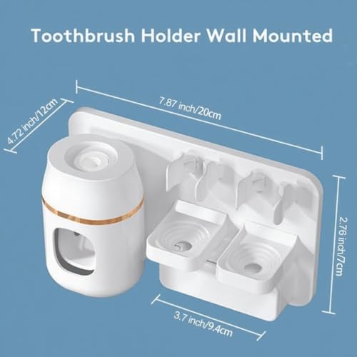 TuCao White Wall Mounted Toothbrush Holder with Automatic Toothpaste Dispenser