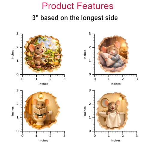 3D Mouse Hole Wall Stickers - 78 Pcs Vinyl Decal Set