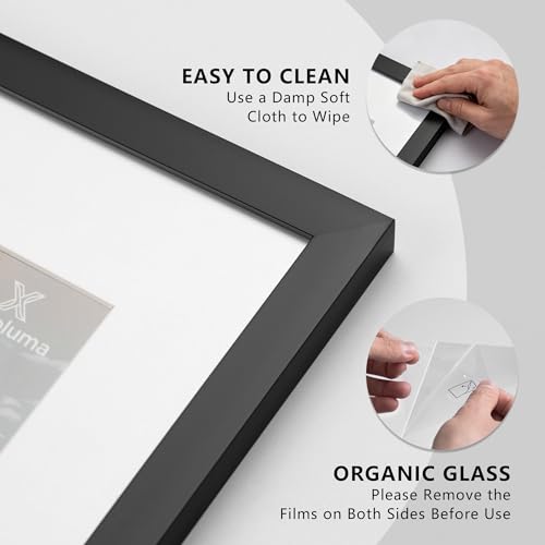 8x10 Black Picture Frame with 5x7 Mat - Versatile Display for Photos