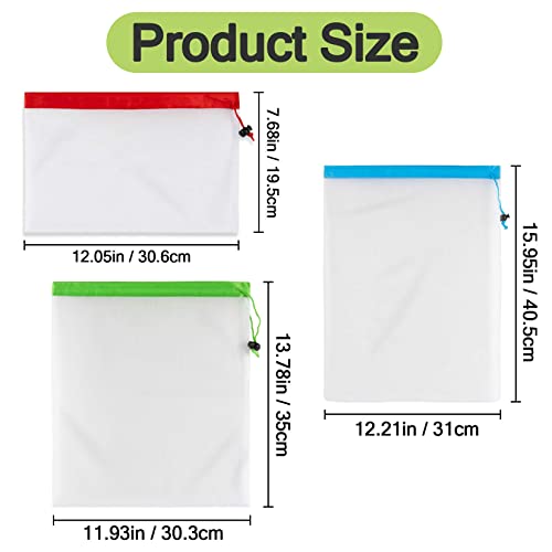 MAQIHAN Reusable Produce Bags - 6 Pack Mesh Grocery Bags