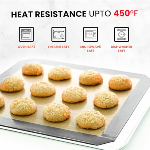 ThreadNanny Silicone Baking Mat, 2-Pack Half Sheet 16.5 x 11.6 Non-Stick Liner