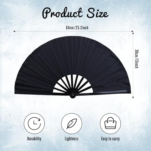Glitter Folding Hand Fan for Line Dancing - 13 Inch Black