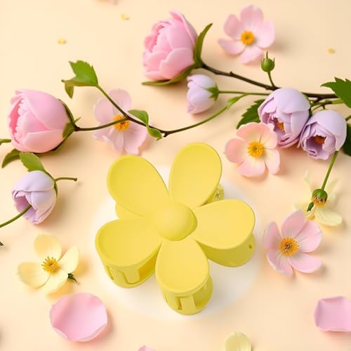 Yellow Flower Hair Claw Clips Plastic Non-Slip Jaw Clip for Styling