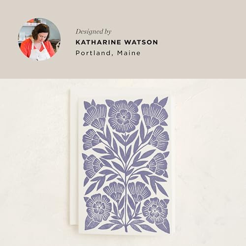 Elegant Blank Greeting Card with Floral Block Print - 5x7