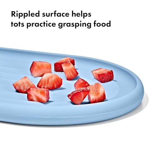 OXO Tot Textured Suction Plate & Spoons Set ? 3-Piece ? Dusk
