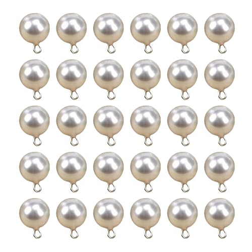50 Pcs 10mm Pearl Buttons with Shank Round Resin for Sewing Crafts