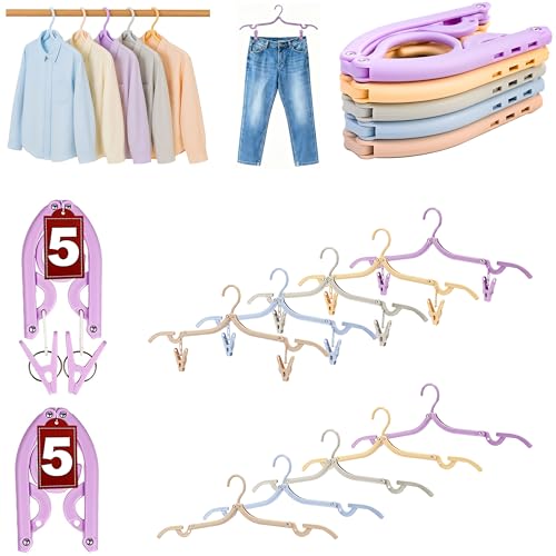 MtBoi Folding Travel Hangers - 10 Pack Portable Space-Saving Clothes Hangers