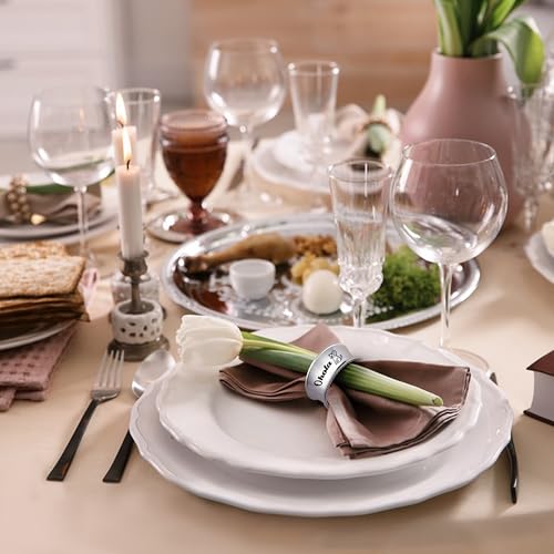 Ohola Stainless Steel Dog Pattern Napkin Rings Set of 6
