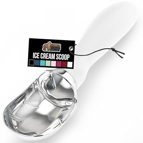 Gorilla Grip Heavy Duty Ice Cream Scoop - White, Ergonomic Design
