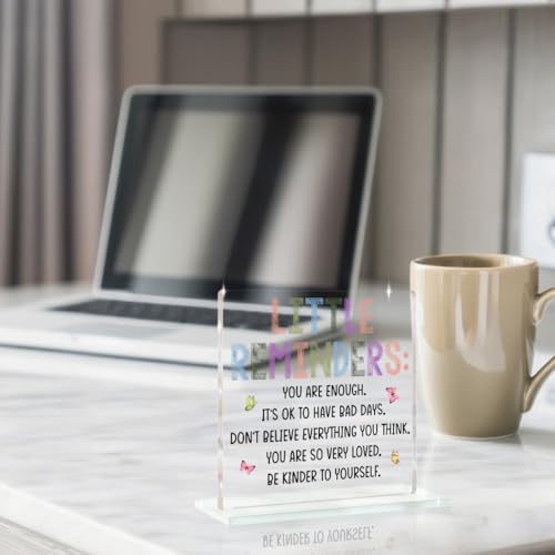 Inspirational Acrylic Desk Sign – 4x4 Office Decor Plaque Gift for Coworkers
