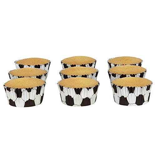 PME Football Cupcake Cases - 30 Pack, Foil Lined Baking Cups