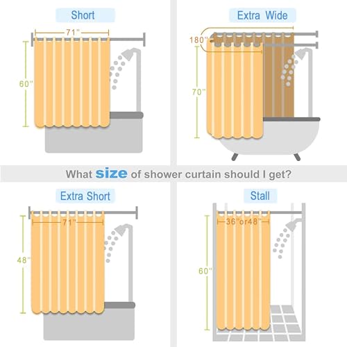 GBYcLyw Clear Short Shower Curtain Liner 36"W x 60"L Pack of 1 - Waterproof & Recyclable