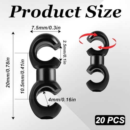 20PCS Bike Cable Clasps, Bike Brake Cable Clips S Style Clips, Bike Cable Guide Clips for Brake Lines MTB Bike Road Bicycle (Black)
