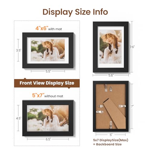 Heimlove 5x7 Black Picture Frame for Photos & Diplomas